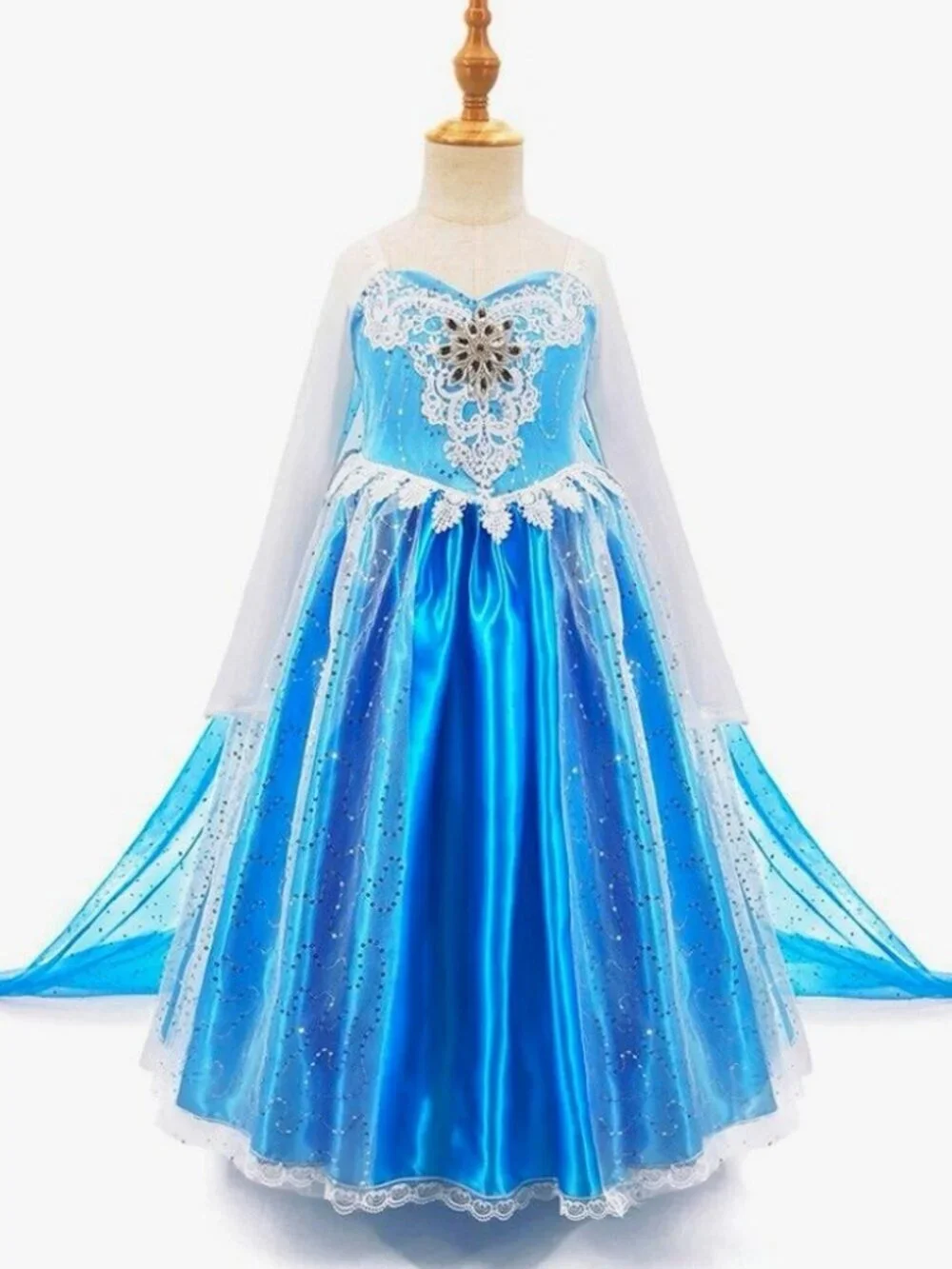 Ice Queen Inspired Blue Princess Dress with Long Cape
